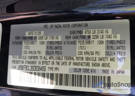 2025 Mazda Cx-5 2.5 S Preferred z USA, uszkodzony, nr VIN JM3KFBCL3S0638469